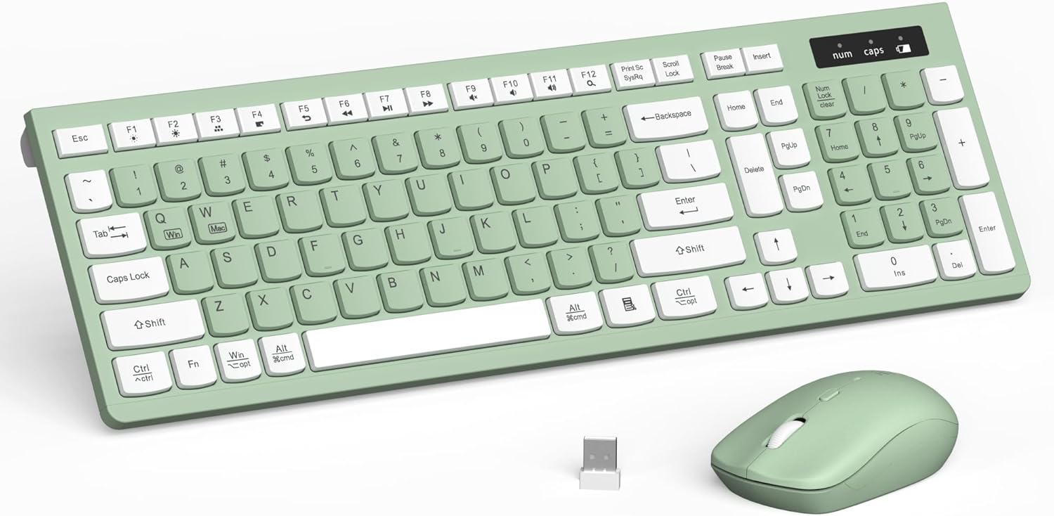 RECCAZR Silent Wireless Keyboard and Mouse Combo